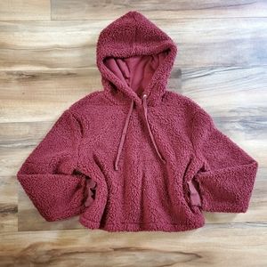 Red sherpa pull over